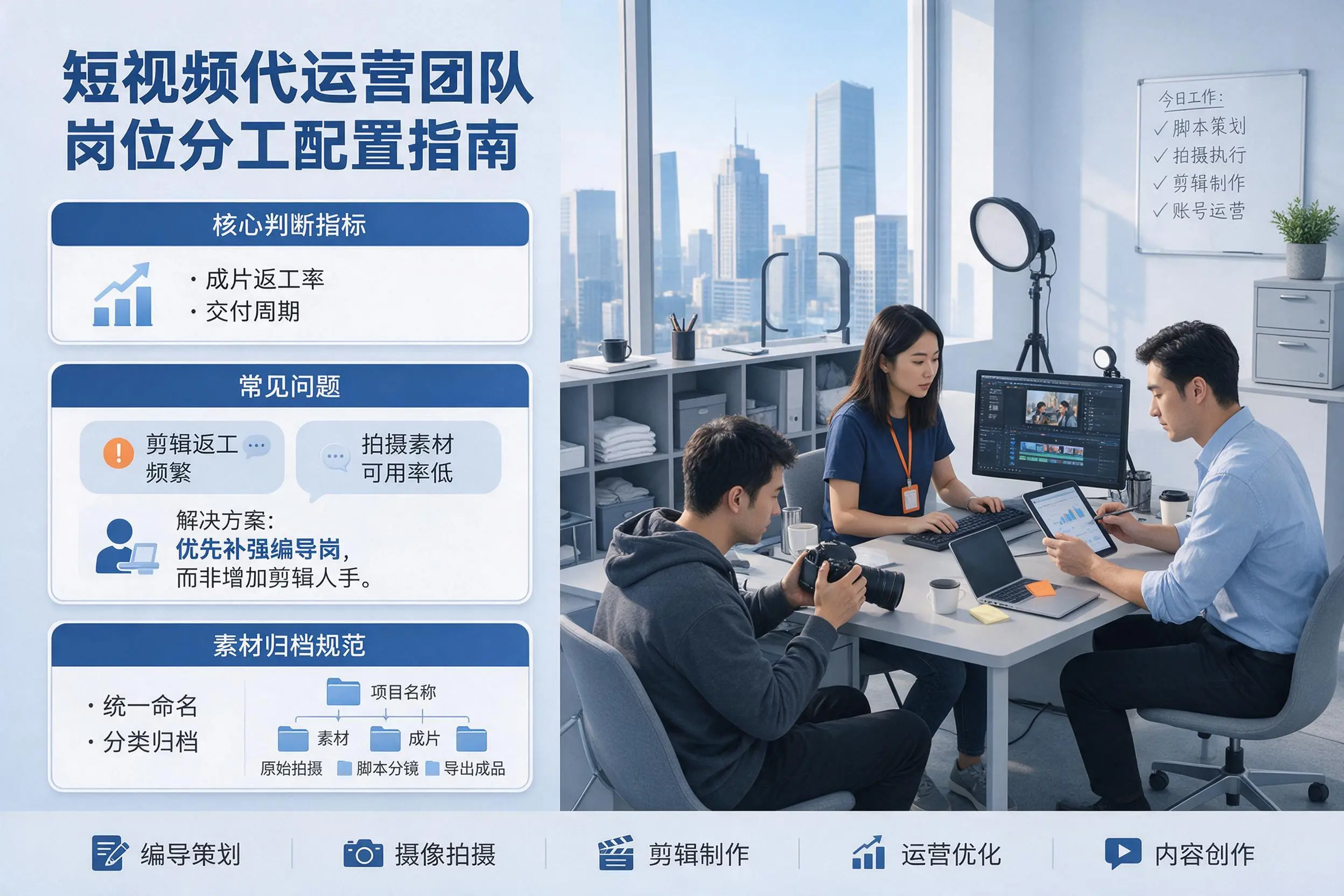 短视频代运营团队如何配置?咸宁企业岗位分工科普说明