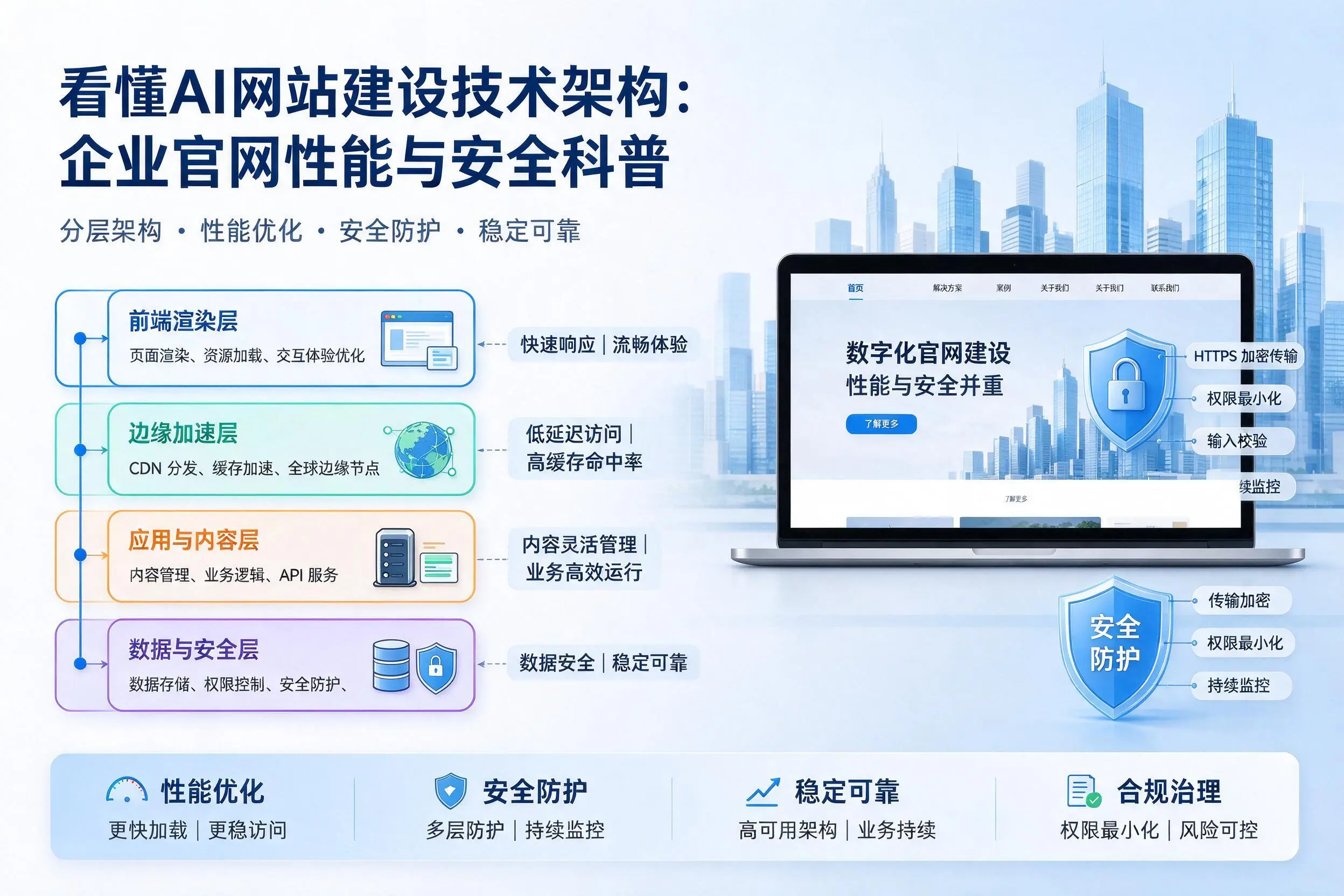 看懂AI网站建设技术架构：咸宁企业官网性能与安全科普