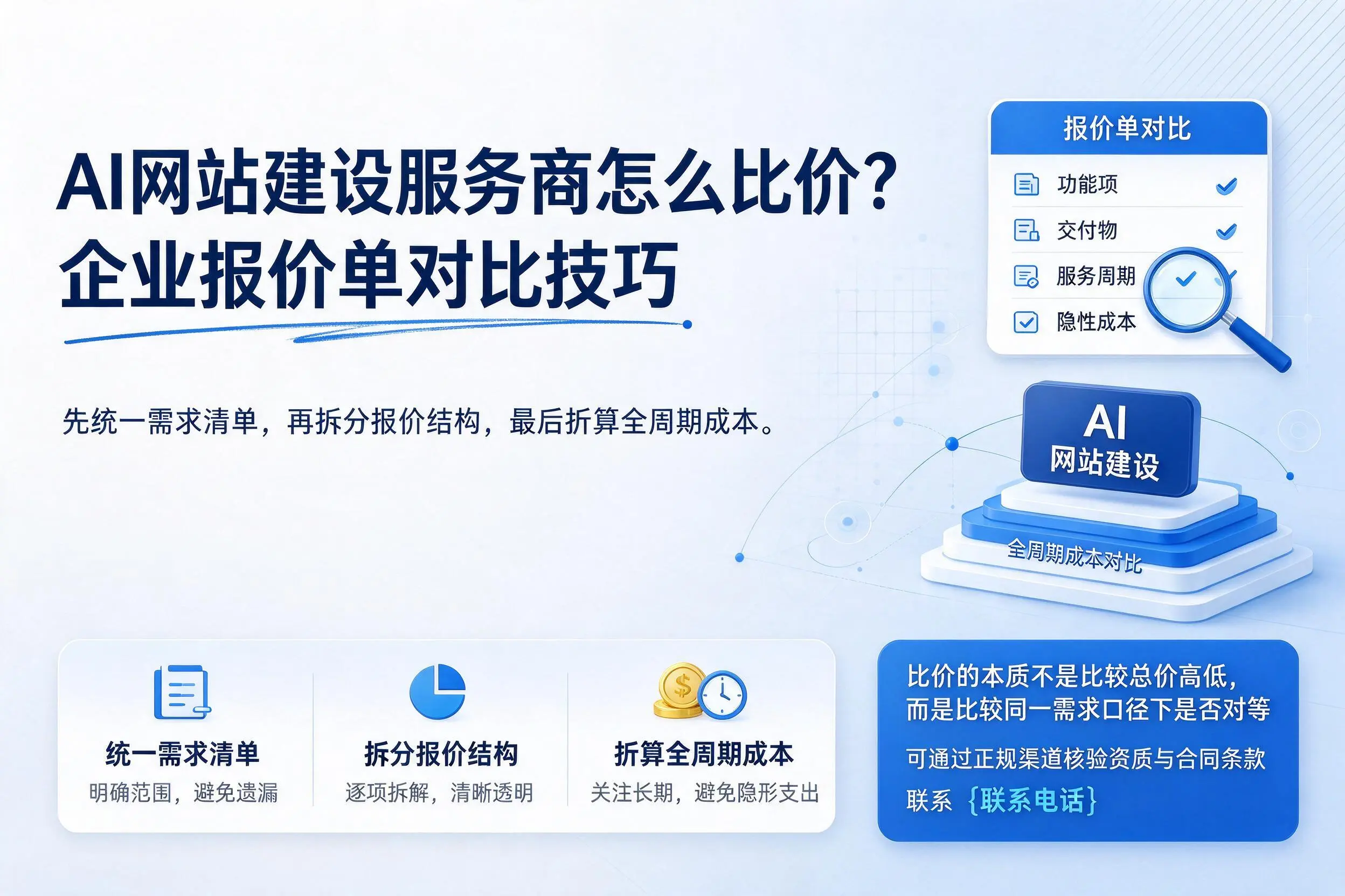 AI网站建设服务商怎么比价？咸宁企业报价单对比技巧