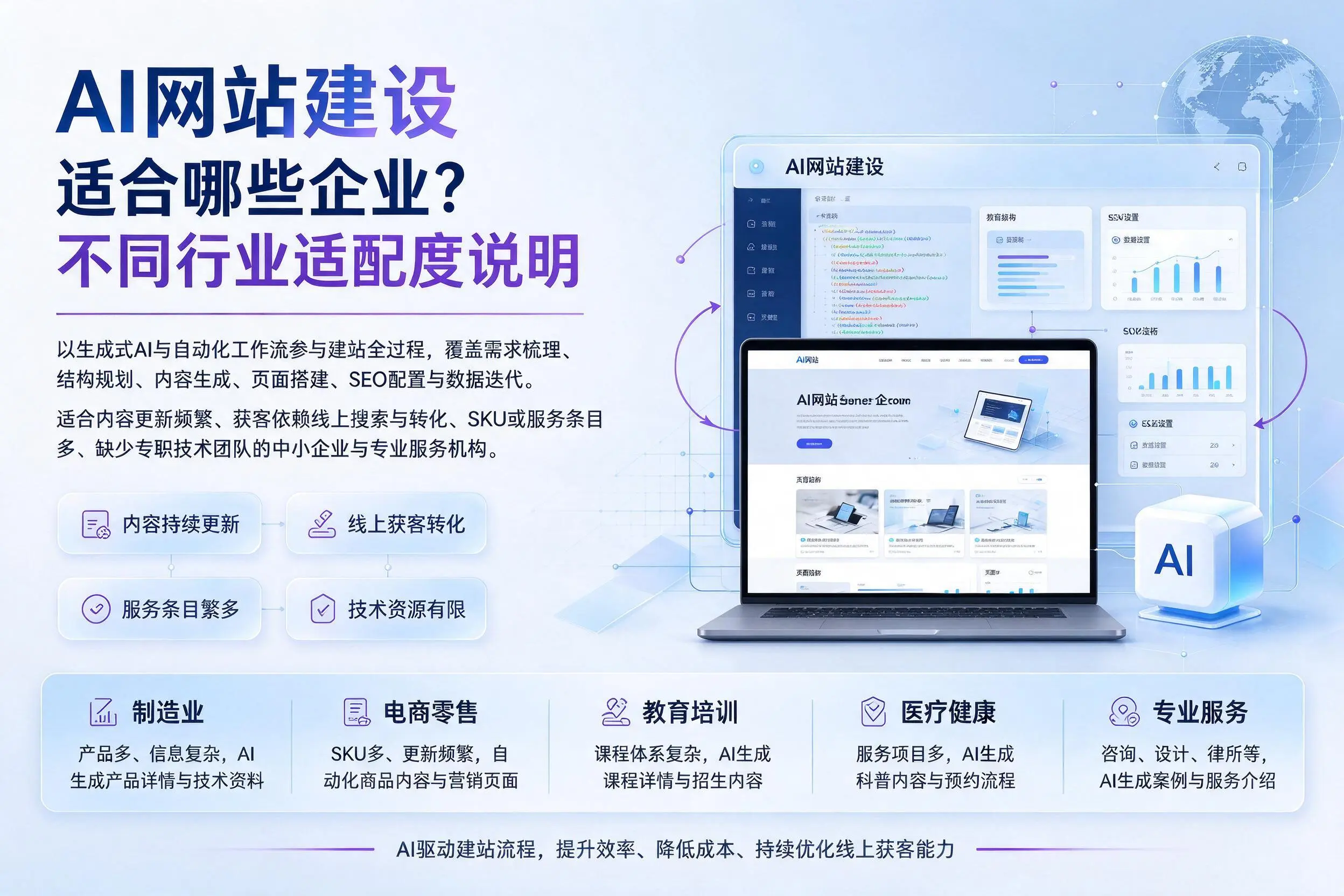 AI网站建设适合哪些企业？咸宁不同行业适配度说明